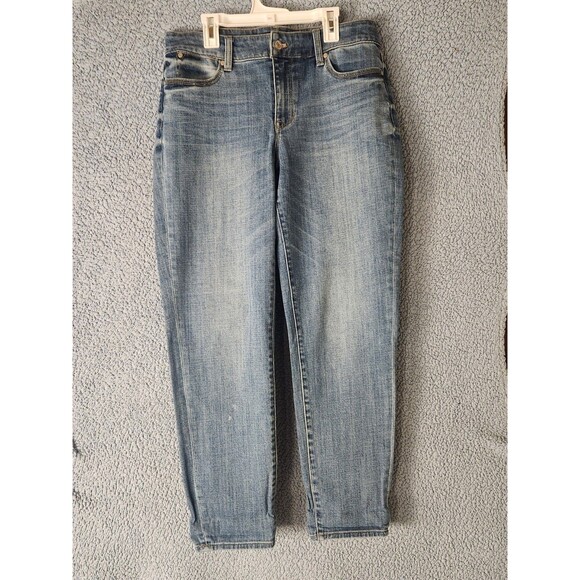 Talbots Boyfriend Jeans Womens 6 Blue Denim Stretch Straight Leg Mid Rise - Picture 11 of 12